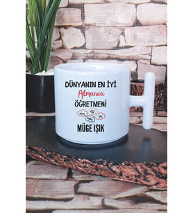 Dünyanın En İyi Almanca Öğretmeni Baskılı Kişiye Özel Öğretmenler Günü Latte Fincanı Kupa