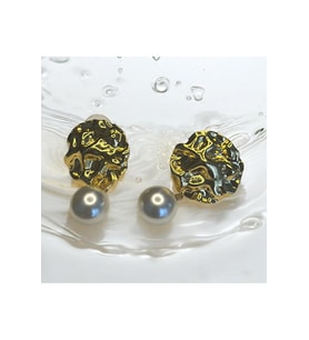 Gerçek İnci, Gold Detaylı, Sallantılı Küpe, 10 mm İnci