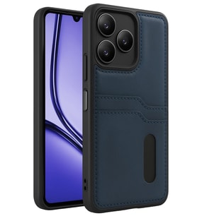 Realme Note 50 4G Kılıf Sara Kartvizitli Deri Kılıf - Lacivert