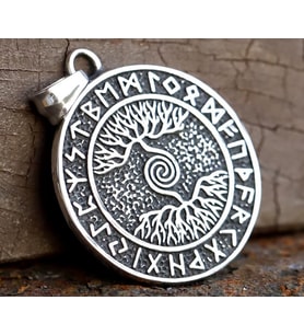 voyageaccessory Çift Taraflı Kullanım Nordic Yggdrasil Yaşam Ağaç Viking Pusula Kolye / Yaşam Kolye