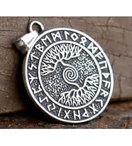 voyageaccessory Çift Taraflı Kullanım Nordic Yggdrasil Yaşam Ağaç Viking Pusula Kolye / Yaşam Kolye