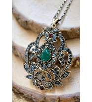 STONEAGE JEWELLERY Kök Zümrüt Taşlı Otantik Kadın Kolye (Altın / Dore)
