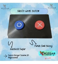 Squid Game X O Buton Oyuncak 2. ve 3. Sezon Düğme Simli Parlak Yüzey 17x10 cm