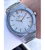 Ferro Çelik Kordon Nişan Ve Damat Saati Olarak ITALIAN DESIGN 3 Atm Erkek Kol Saati EFM40147-A3 (Beyaz - Açık Gri)