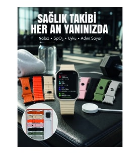 Mey İthalat® 7'li Kordon Setli Akıllı Saat Bluetooth Görüşme Bildirim Destekli Çok Fonksiyonlu Smart