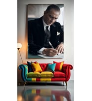 ATATÜRK PORTRE XXVII Ev Duvar Salon Güzellik Salonu Ofis Dükkan Dekarasyon Kanvas Tablo