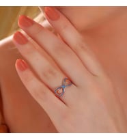 Rose Zirkon Taşlı Sonsuzluk 925 Ayar Gümüş Kadın Yüzük