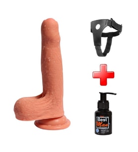OdinsShop 18 cm Belden Bağlamalı Yeni Nesil Realistik Penis + Kemer + Kayganlaştırıcı