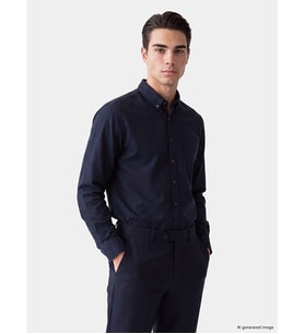 LCWAIKIKI Classic Lacivert Regular Fit Oxford Erkek Gömlek