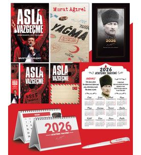 Asla Vazgeçme - Ayraç - Kartpostal - Poster - Yağma - Sayıştay Belgeleri -  2026 Ajanda Komutan - Kalpaklı Ahşap Duvar Takvimi - Masa Takvimi