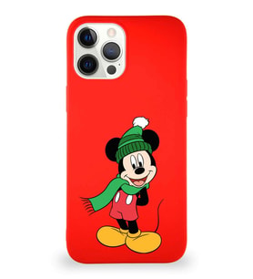 Apple iPhone 12 Pro Max Soft Premier Kapak Mickey Mouse-G Tasarımlı Silikon Kılıf - Kırmızı (Şeffaf)