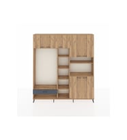 Arges Dolap 11 Raflı Tek Çekmeceli 7 Kapaklı 220x30x243 Çam-Çam/Antrasit