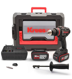 Kress KUC33.1 20Volt/5.0Ah Li-ion 95Nm Çift Akülü Kömürsüz Profesyonel Şarjlı Darbeli Matkap
