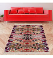 Kilim Desenli Renk Geçişli Yıkanabilir Kaymaz Taban Leke Tutmaz Etnik Salon Halısı ve Yolluk (Çok Renkli)