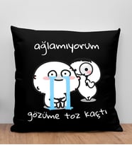 BK Gift Gözüme Toz Kaçtı Tasarımlı Siyah Kırlent Yastık, Arkadaşa Hediye, Ev Dekorasyonu, Ev Hediyesi-1
