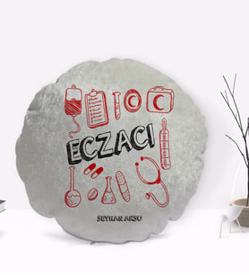 BK Gift Kişiye Özel İsimli Eczacı Tasarımlı Dekoratif Kırlent Yastık-2