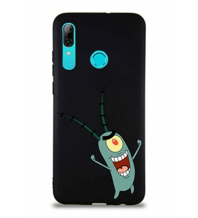 Huawei P Smart 2019 Soft Premier Kapak Plankton Tasarımlı Silikon Kılıf - Siyah (Şeffaf)