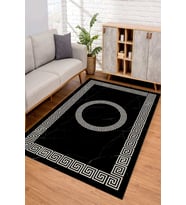 Dijital Kaymaz Taban Yıkanabilir Renkli Salon Halısı Mutfak Halısı Yolluk ND-SD-529 (Siyah)