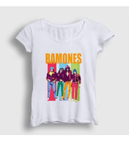 Presmono Kadın Beyaz Band Ramones T-Shirt 169440tt