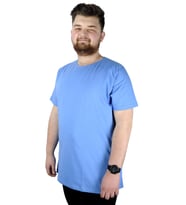 Mode XL Büyük Beden Erkek T-Shirt Basic 20031 Mavi
