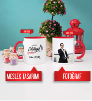 Edebiyat Öğretmenine Hediye Edebiyat Öğretmeni Kupa Bardak Kırmızı Fotoğraflı