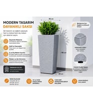 PRIZMA - BETON GÖRÜNÜMLÜ DEKORATİF SAKSI