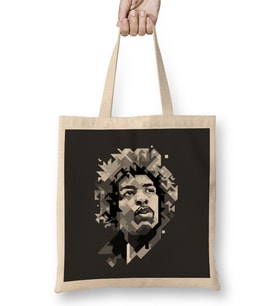 Jimi Hendrix Black And White Bez Çanta Uzun Saplı
