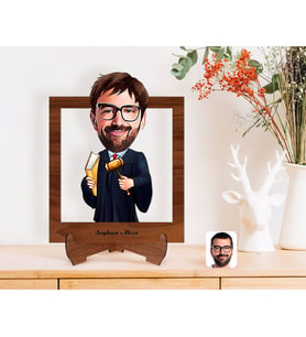 BK Gift Kişiye Özel Erkek Hakim Karikatürlü Ahşap Standlı 3D Biblo-1 (Beyaz)