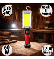 Tamirci Feneri Kancalı Mıknatıslı Usb-C Şarjlı 60 W 1200 LÜMEN KAMP LAMBASI