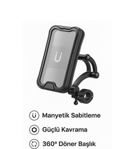 Motosiklet ve Bisiklet ATV Scooter Gidon Ayarlanabilir Telefon Tutucu 360° Döner Başlıklı Su Geçirmez (K.Siyah)