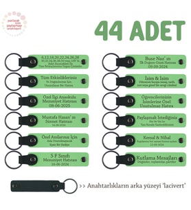 Babalar Günü Kutlamalarında Toplu Dağıtım, 44'lü İsim Yazılabilir Hatıra Anahtarlık, F Yeşil & Laci (Fıstık Yeşili)