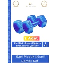 Özel Plastik Köşeli Spor Egzersiz Vücut Kas Geliştirme Fitness Ağırlık Mavi 4 Kg Dambıl Set - 2 Adet