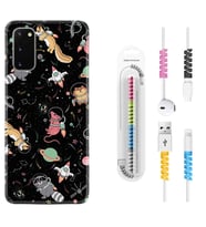 Samsung A02S A03S A10 A12 A13 A21S A22 Kılıf Kablo Koruma Spiral Silikon Planet Animals 1771