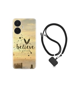 C55 Uyumlu Kılıf Resimli Boyun Askılı İpli Desenli Silikon Belive in Yourself 1316