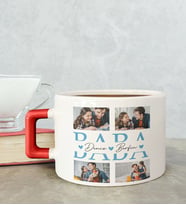 BK Gift Kişiye Özel Fotoğraflı Babalar Günü Tasarımlı Kırmızı Kulplu Çay & Kahve Fincanı-2, Babaya Hediye, Babalar Günü Hediyesi