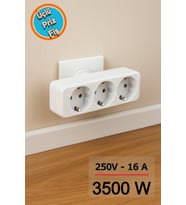 Üçlü Golyat Düz Fiş Priz 250V 16A 3500W Güçlü Priz Çoklayıcı Üçlü Fiş Adaptör Ev Ofis Kullanım (Beyaz)