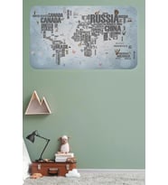 Ülke Adlı Eğitici Dünya Haritası Dünya Atlası Çocuk Ve Bebek Odası Duvar Sticker -60x105-3823