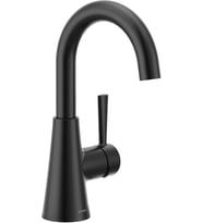 Moen 84021Bl Ronan Mat Siyah Tek Delik Modern Banyo Lavabo Bataryası Opsiyonel Deckplate Ve Yaylı Dr (Çok Renkli)