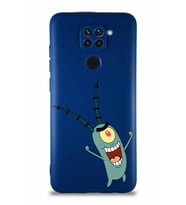Xiaomi Redmi Note 9 Soft Premier Kapak Plankton Tasarımlı Silikon Kılıf - Lacivert (Şeffaf)