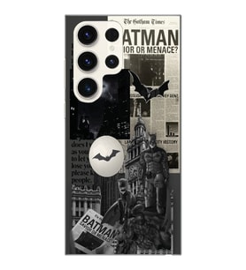 Samsung Galaxy S23 ULTRA Uyumlu Batman Kolaj Tasarımlı Şeffaf Telefon Kılıfı