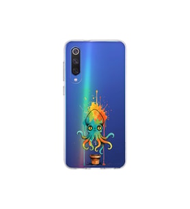 Xiaomi Mi 9 SE ile uyumlu Splash ahtapot tasarımlı şeffaf silikon kılıf