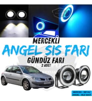 Renault Megane 2 2003-2008 Uyumlu Mercekli Angel Sis Farı Metal 76 mm Buz Mavi Halkalı Gündüz Farı 
