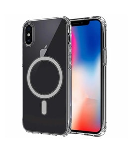 Apple iPhone XS Max 6.5 Kılıf Sert PC Magsafe Şeffaf Kapak Embos (Renksiz)