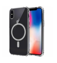 Apple iPhone XS Max 6.5 Kılıf Sert PC Magsafe Şeffaf Kapak Embos (Renksiz)