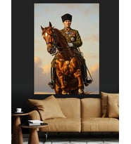 At Üstünde Mustafa Kemal Atatürk  Dekoratif Kanvas - Mdf Ahşap Tablo