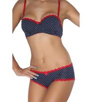 Miorre Push-Up Dolgulu Straplez Puantiyeli Sütyen Takım (Lacivert)