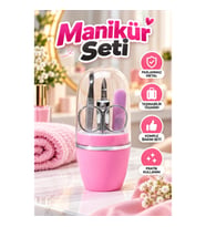 4 Parça Pembe Manikür Pedikür Seti – Paslanmaz Metal Tırnak Bakım Kiti