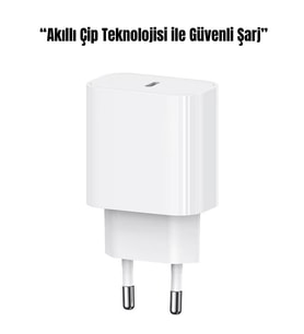 25W USB-C Hızlı Şarj Adaptörü  Akıllı Çipli, Güvenli ve Kompakt Tasarım
