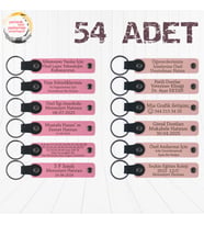 Pembe & Yavru Ağzı, 54’lü Set, İsim ve Mesajlı Deri Anahtarlık, Kafe Müşterilerine Küçük Teşekkür