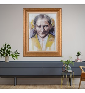 Altın Varaklı Paspartulu Çerçeveli Tablo rv868